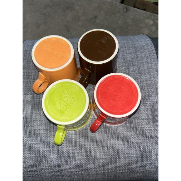 Fiesta Fiestaware (Lot of‎ 4) Ring Handle Mugs. No Nicks. Perfect HLC - Picture 2 of 12